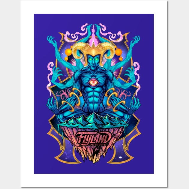 Psychedelic Meditating God Wall Art by FlylandDesigns